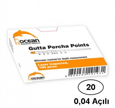 Ocean 20 No 0.04 Açılı Gutta Percha Points
