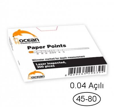 Ocean 45-80 No 0.04 Açılı Paper Points